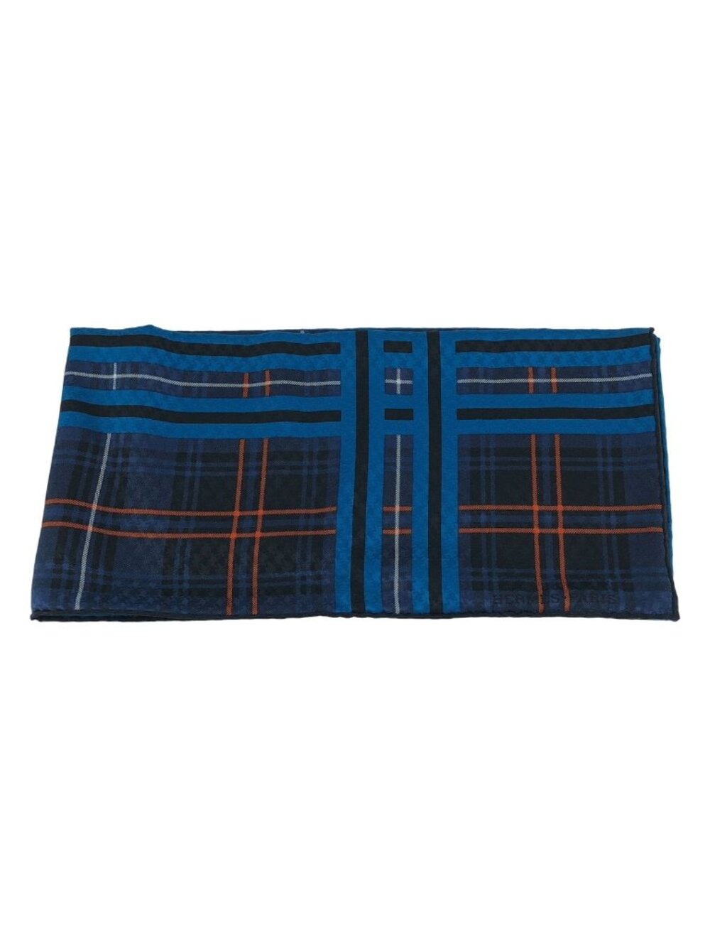 Hermes Carre 70 Houndstooth Check Silk Scarf Navy
